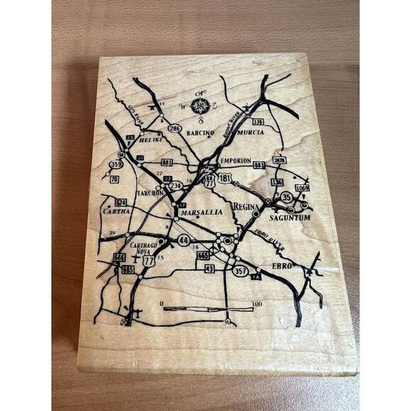 Inkadinakado Dawn Houser Rubber Stamp Travel Map Marsallia Greece - Picture 2 of 7